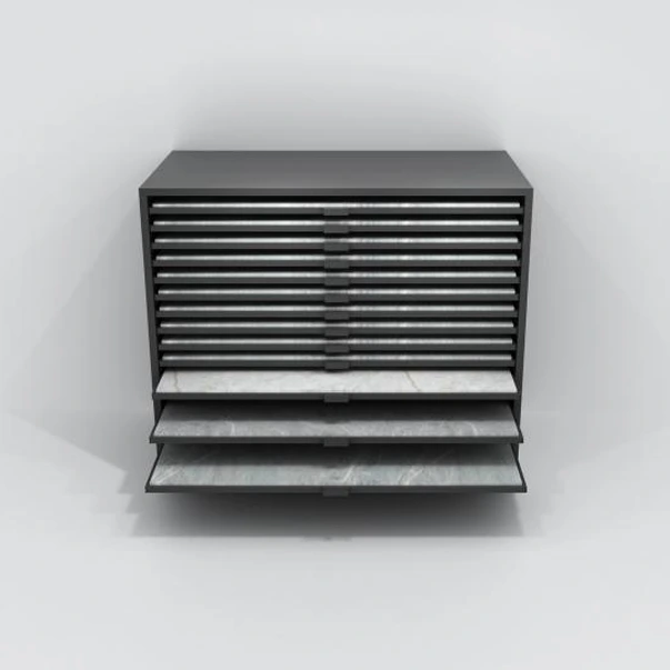 Kombineeritud sahtli riputatav vitriinalus kivide jaoks